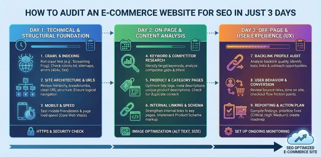 How to Audit an E-Commerce Website for SEO in Just 3 Days (2026 Guide)
